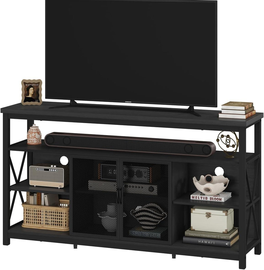 BON AUGURE Tall TV Stand for TVs up to 65 Inch, Industrial Wood Entertainment...