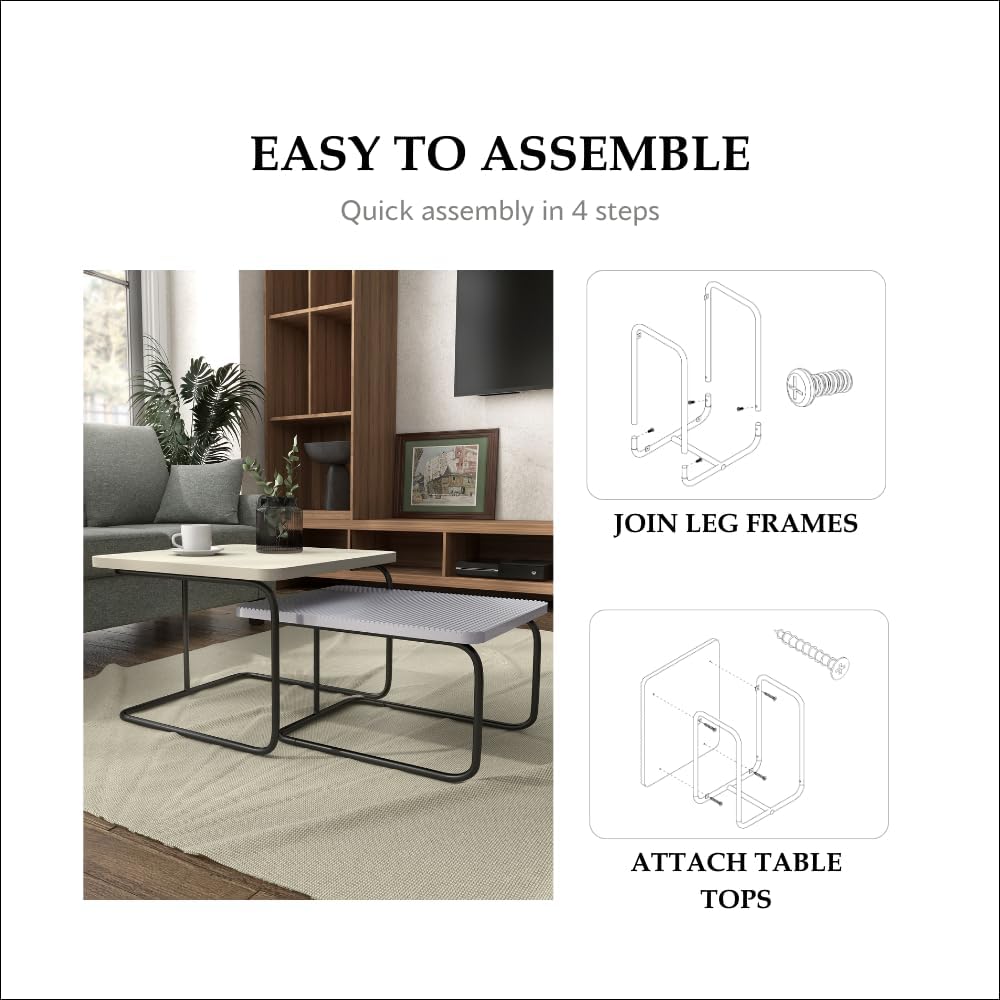 Furniture of America Chaya Modern Square Nesting Coffee Table Set of 2, Two-T...