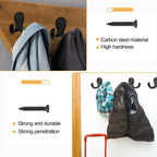 10 Pack Coat Hooks Wall Hooks for Hanging, Heavy Duty Double Prong Metal Hook Wall Mounted for Living Room, Bathroom, Kitchen, Bedroom for Coat, Bag, Scarf, Towel, Hat, Key, Cup (Black)