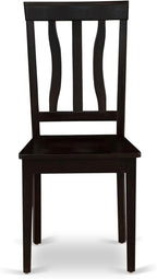 East West Furniture ANTI5-CAP-W 5 Piece Dinette Set for 4 Includes a Round Kitchen Table with Pedestal and 4 Dining Chairs, 36x36 Inch, Cappuccino