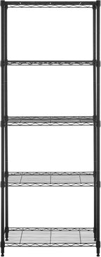 5-Tier Metal Shelf, 250 lb/Shelf, NSF, Black, 14x24x59 in | NSF certified for food-safe pantry, kitchen and commercial prep areas