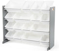 Humble Crew Supersized Toy Storage Organizer with 16 Removable Bins, Grey/White – Large Toy Storage for Toddlers Ideal for Kids' Rooms, Playrooms, and Nurseries - Modern Toy Bins for Kids