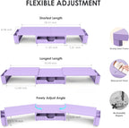OPNICE Purple Desk Organizers and Accessories, Dual Computer Monitor Stand Riser with Drawer and 2 Pen Holders, Office Desk Accessories, Workspace Desktop Organization for Office Supplies