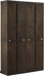 HomeStock Modern Minimalism Stanton 2Pc Glass Door Kitchen Storage Pantry Cabinet Set - 14.5" D x 47.5" W x 78" H, Floor Mountable, Shelves Included, 2 Doors 2 Drawers
