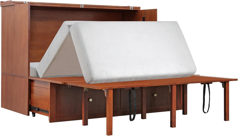 Mega Solutions Notturno Murphy Cabinet Bed Queen 8 inch Save Space in Style w...