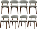 Farmhouse Dining Chairs Set of 8, Mid Century Modern Wooden Dining Room Chairs, Farmhouse Fabric Upholstered Kitchen Dinner Chairs for Living Room Restaurant Cafe, Walnut/Laurel Green