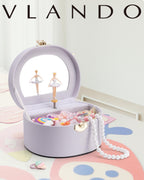 VLANDO Musical Jewelry Box for Girls, Arc Design with Spinning Ballerina | Large Compartment for Small Treasures, Plays Canon Melody, Built-In Mirror and Soft Carry Handle, Birthday Christmas Gift