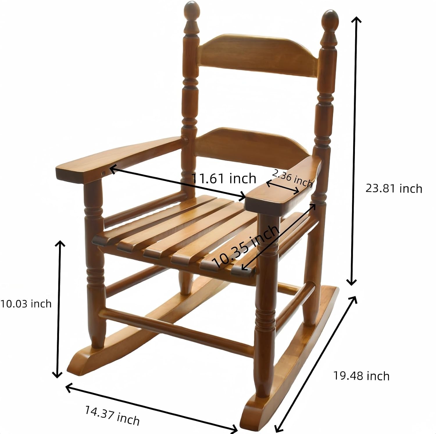 Child Rocking Chair for 3-6 Small Baby Kids Wooden Outdoor Furniture Indoor Living Room Lounge Bedroom Porch Patio Outside Brown