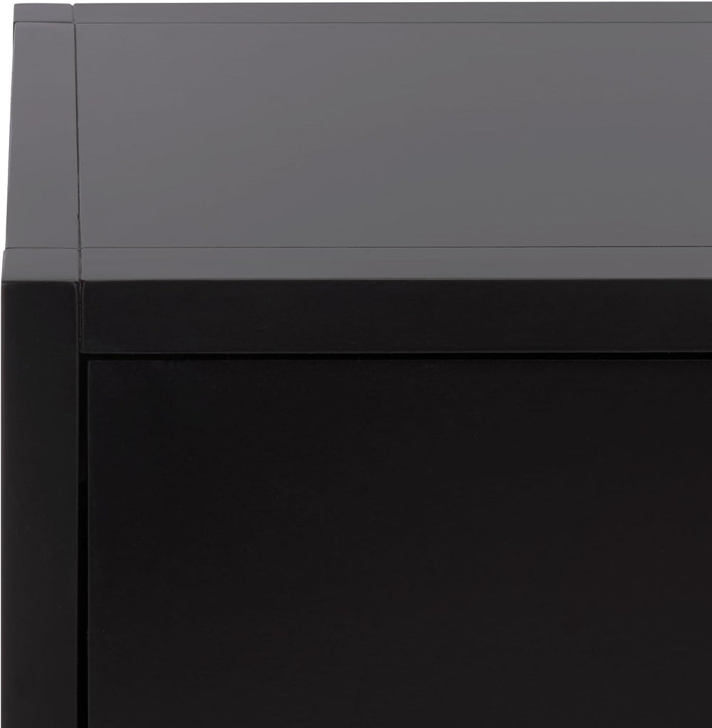 SAFAVIEH Furniture - Sadie 1-Drawer Nightstand - Black - Wood - Glam Gold Har...