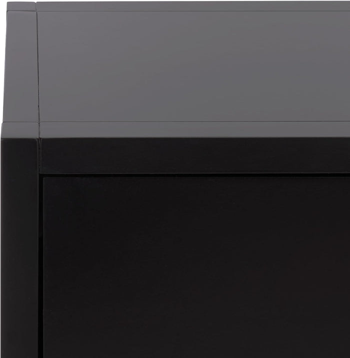 SAFAVIEH Furniture - Sadie 1-Drawer Nightstand - Black - Wood - Glam Gold Hardware Design - Ideal for Bedroom, 21" W x 17.2" D x 26" H - Fully Assembled (NST9201E)