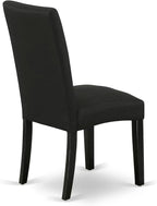 East West Furniture V676DR124-5 5 Piece Dinette Set for 4 Includes a Rectangle Dining Table with V-Legs and 4 Black Color Linen Fabric Parson Dining Room Chairs, 36x60 Inch, Multi-Color