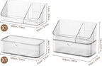 Medicine Cabinet Organizer 2 Tier, Stackable Bathroom Mirror Cabinet Storage，Small Makeup Organizers with 1 Drawer and 1 Tray for Wall Cabinet， Closet， Vanity, Countertop, Clear