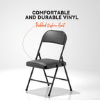 Nazhura 8 Pack Folding Chairs with Padded Vinyl Cushion Chairs with Comfortable Cushion and Durable Steel Frame for Home and Office, for Indoor and Outdoor Events Black 8PACK