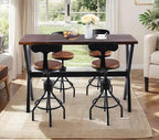 Bar Table, 63"L×41.33"H Bar Height Pub Table High Top Rectangular Sofa Console Table Kitchen Dining Coffee Table, for Narrow Space, Living Room, Indoor, Rustic Brown Wood, Industrial Black Metal