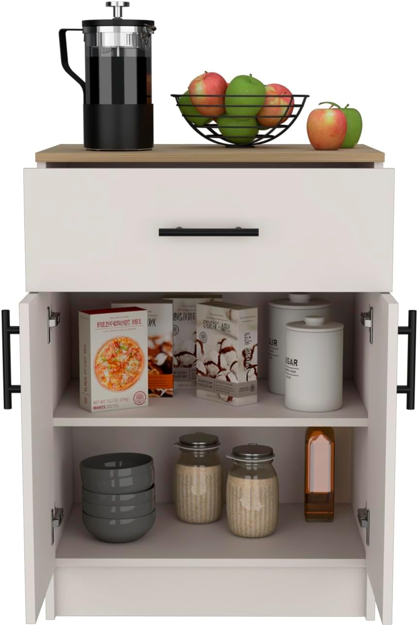 Multistorage Pantry Cabinet, One Drawer, Two Interior Shelves Ivory - Natural...