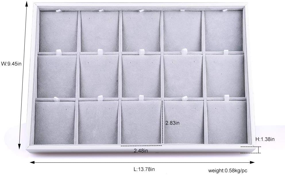 Oirlv Velvet Jewelry Organizer Trays Stackable Showcase Jewelry Display Storage Tray (15 Grids Earrings)