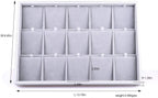 Oirlv Velvet Jewelry Organizer Trays Stackable Showcase Jewelry Display Storage Tray (15 Grids Earrings)