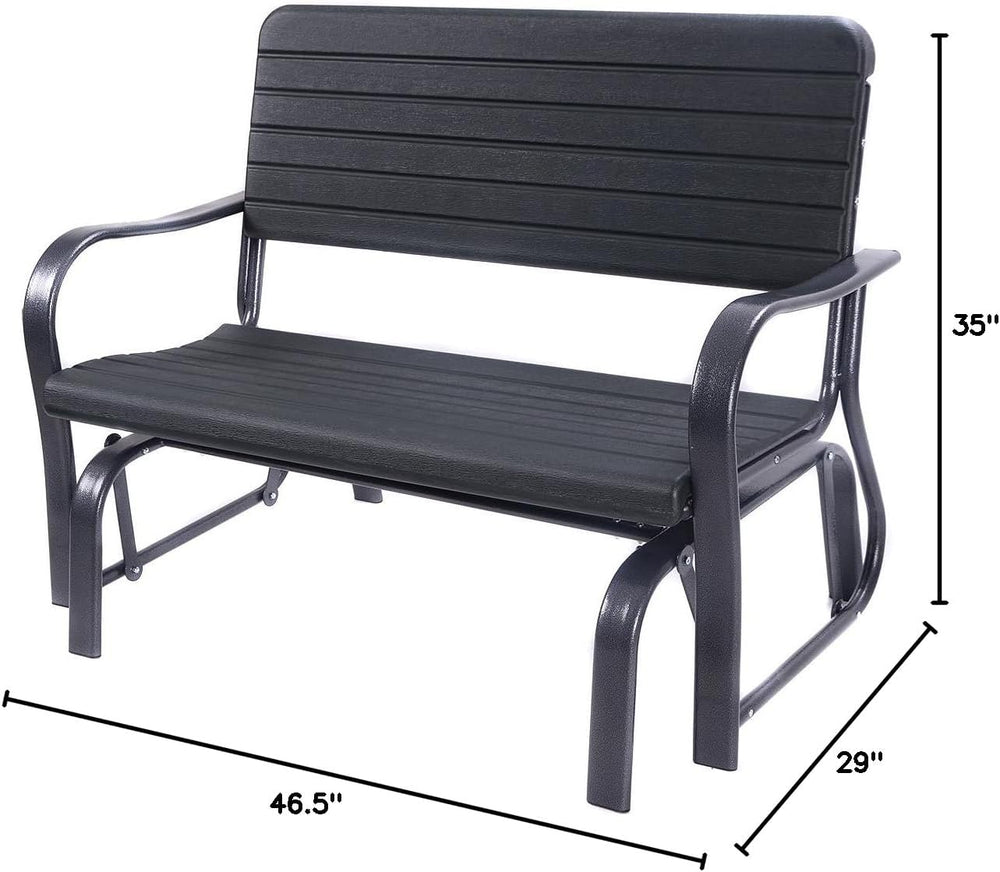 HAPPYGRILL Outdoor Swing Glider Bench, Patio Loveseat Chair with Steel Frame,...