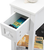 Narrow Side Table for Small Spaces, White, Set of 1, 24" L x 8.5" W x 24" H