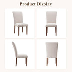 Stylish Dining Chairs Set of 4, Upholstered Parsons Dining Room Chair with Nailhead Trim, Kitchen Room Chair with Thick Cushions and Wood Legs, Nailhead Trim, Beige