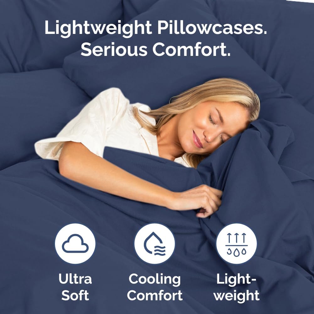 Queen Pillow Cases - 4 Pack - Super Soft Pillowcase Covers - Envelope Enclosure - Hotel Quality Pillow Protectors - Wrinkle Free, Shrink & Stain Resistant - Machine Washable - 20" x 30" (Navy Blue)