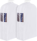 Univivi 40 Inch Cotton Garment Bags for Hanging Clothes 2 Pack, White | Breathable Cotton Fabric, Strong Zipper, Organza Window, 10in Wide Gusset Fits 6 Hangers, Perfect for Suits, Coats, Jackets