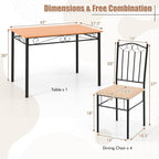 Giantex 5-Piece Dining Set for 4, Modern Wood Kitchen Table with Upholstered Chair, Space-Saving Dinner Table Set for Dinette, Restaurant, Living Dining Room Furniture