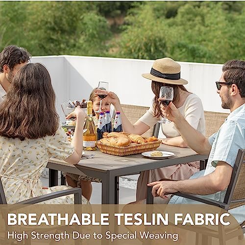 Devoko Patio Dining Set 7 Pieces Metal Outdoor Furniture (Brown)