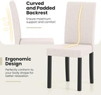 Giantex Upholstered Dining Chair Set of 4, Mid Century Modern Fabric Kitchen Chairs with Rubber Wood Legs, Thick Padded Seat, High Back, Side Armless Chairs for Living Dining Room (Beige)