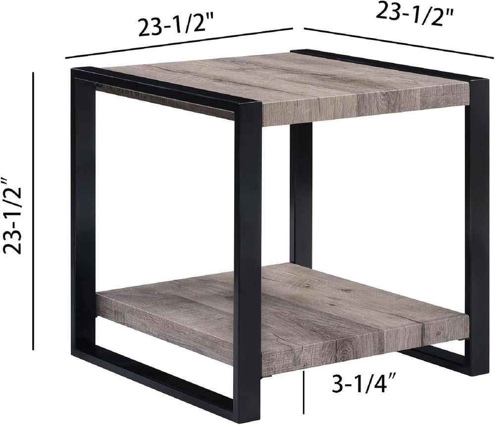 Brown/Gray Finish End Table, Small Side Table for Couch, Bedside Table for Sm...