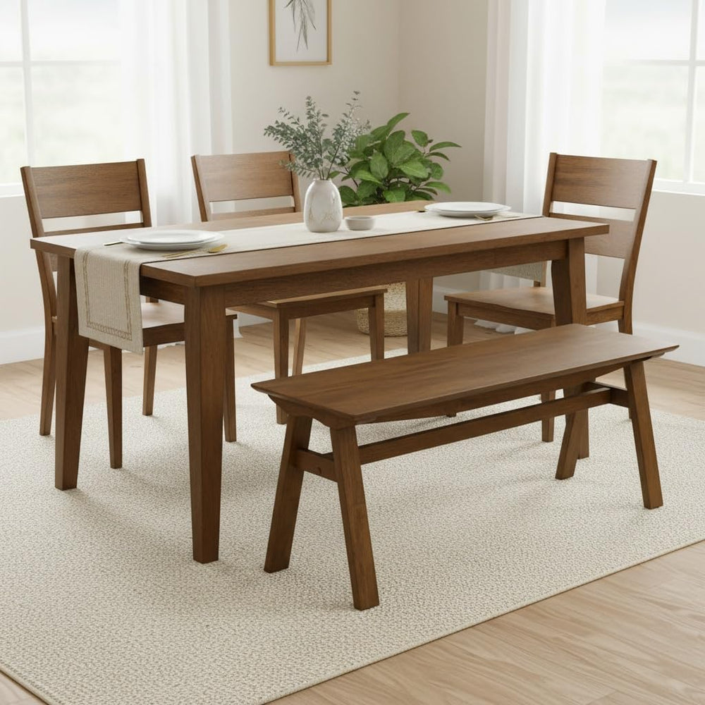 LukeAlon Rustic Solid Wood Long Dining Bench, Walnut Color | Heavy Duty Farmh...