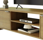 Madesa TV Stand with Cabinet Storage and Open Shelves for 55, 65 Inch Media Storage Gaming Media Console Living Room Entertainment Center Modern Wooden Television Cabinet - Rustic