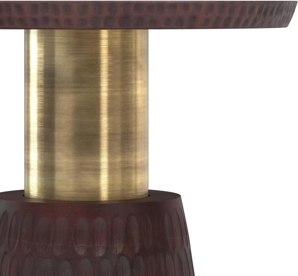 SIMPLIHOME Breanna End Table - 16 inch Wide Solid Mango Wood and Metal Round ...