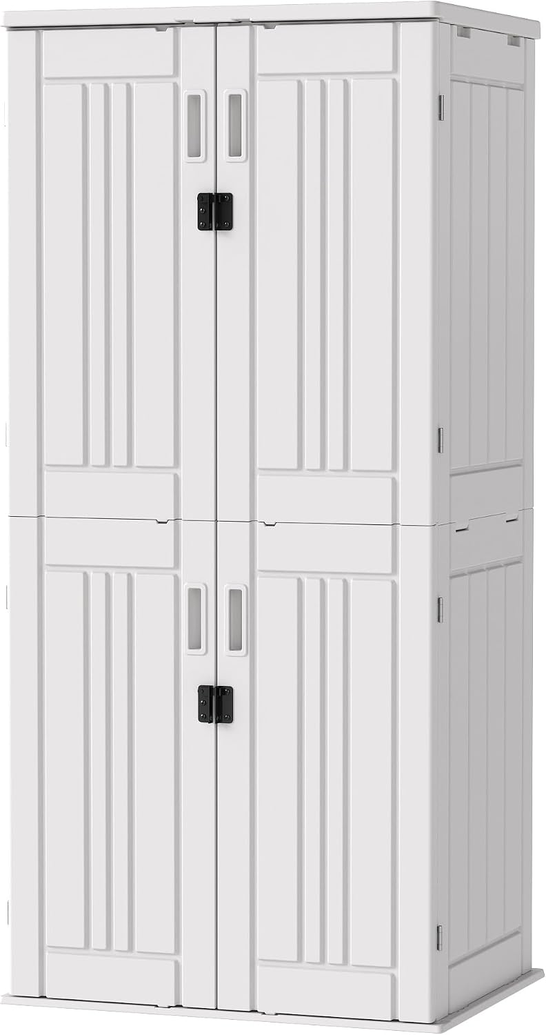 EHHLY Heavy Duty Tall Storage Cabinet Outdoor Weatherproof, 28 Cuft Garage St...