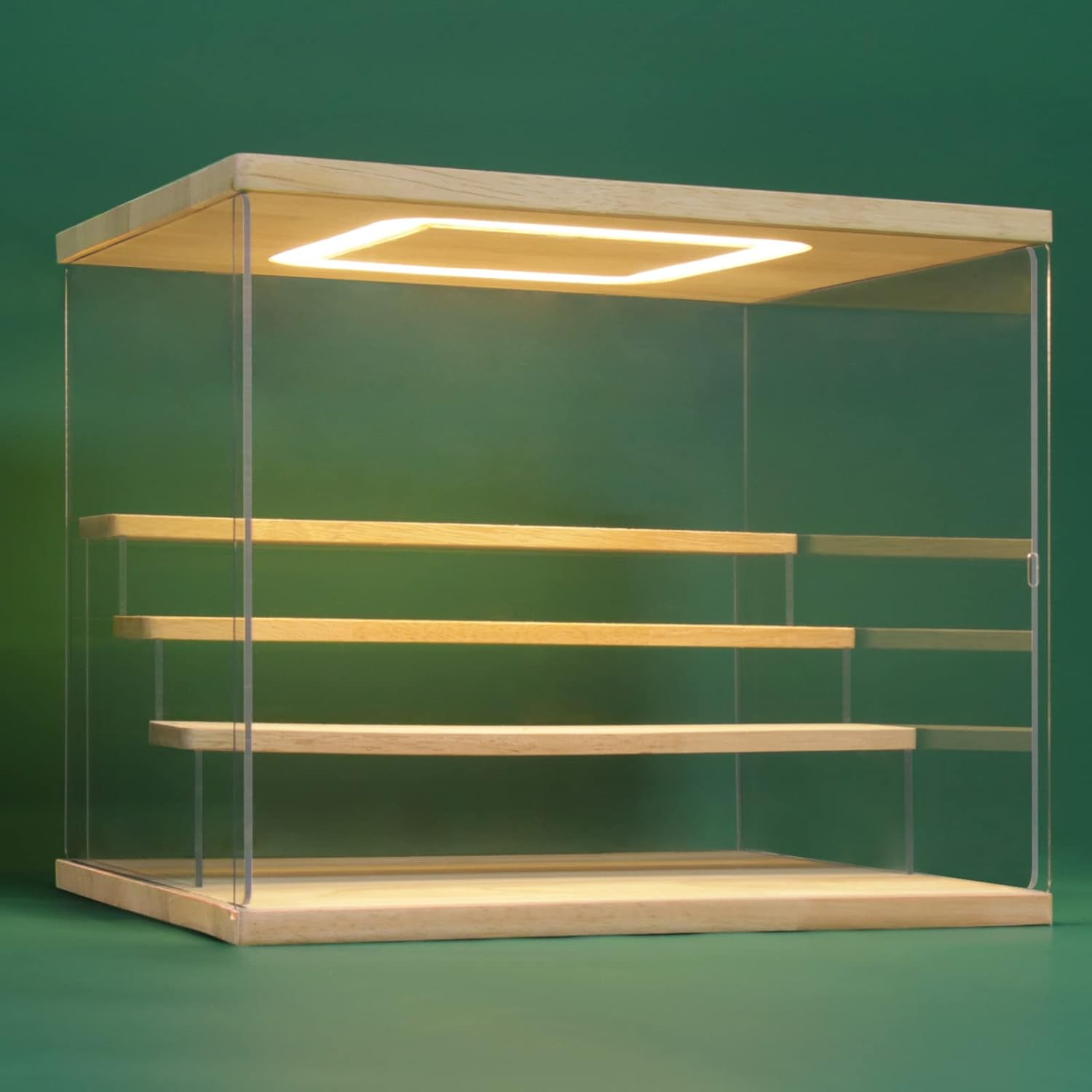 NONEMEY Clear Acrylic Display Case Stand with LED Light 2/3/4/5/6 Tier Storage Box Showcase Dustproof Organizer Box for Collectibles (4Tier 12.4*9.6*10.4inch)