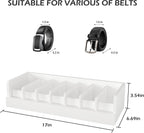 Belt Organizer for Drawer - Bamboo Belt Storage Organizer | Belt Rack for Closet Wall Mount Men Women Tie Sock Bra Scarf Ribbon(White, 2 * 7Grids)