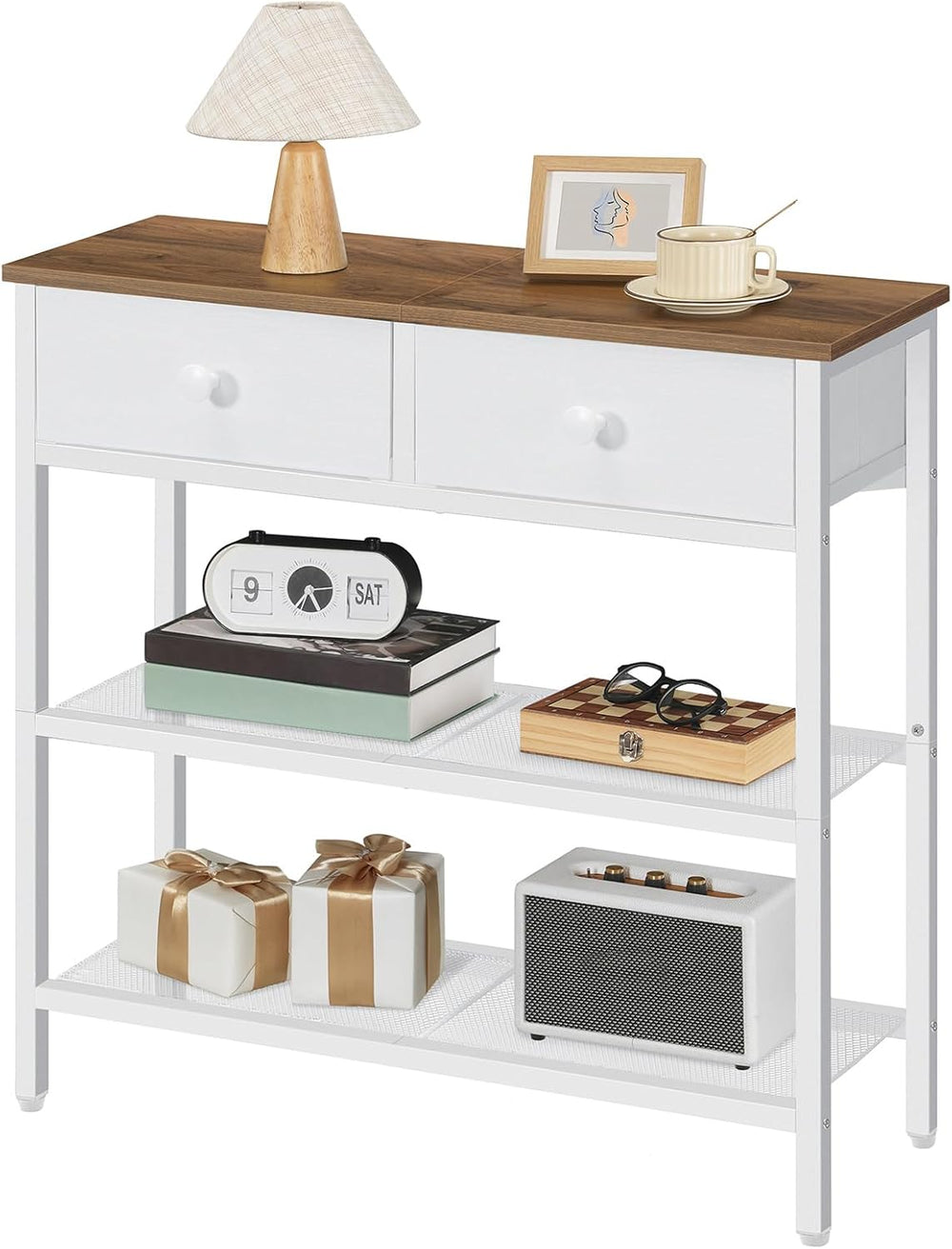 HOOBRO 29.5" Narrow Console Table with 2 Fabric Drawers, Sofa Table, Sma...