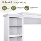 Merax Modern 4 Piece TV Stands with Bookshelf & Wine Rack for Televisions Up to 70'', Wood Large Entertainment Center w/Storage Cabinets, Media Console for Living Room Bedroom, White