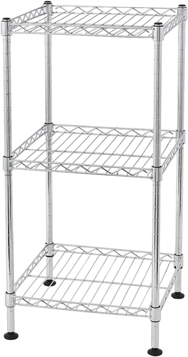 Three-Layer Kitchen Storage Rack, Floor-Standing Multi-Layer Storage Shelf, Household Bathroom Balcony Metal organizing Rack, no-Installation Adjustable Multifunctional Storage Rack