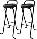 Folding Bar Stool, Portable Folding Stool Chair Heavy Duty, Indoor Tall Bar stools with Handle, 300 lbs Capacity (Color : Black-A, Size : 30in-2Pcs)