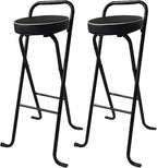 Folding Bar Stool, Portable Folding Stool Chair Heavy Duty, Indoor Tall Bar stools with Handle, 300 lbs Capacity (Color : Black-A, Size : 30in-2Pcs)