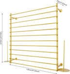 12 Layers 120cm Gold Wall Display Stand Wrapping Paper Ribbon Organizer Holder Storage Scarf Tie Belt Towel Spool Sewing Tool Hijab Metal Shelving for Home, Retail Stores, Flower Shop, Studio