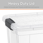 Superio Clear Storage Boxes with Lids, 26 Quart Plastic Container Bins for Organizing, Stackable Crates, BPA Free, Non Toxic, Odor Free, Organizers for Home, Office and Dorm, 6 Pack