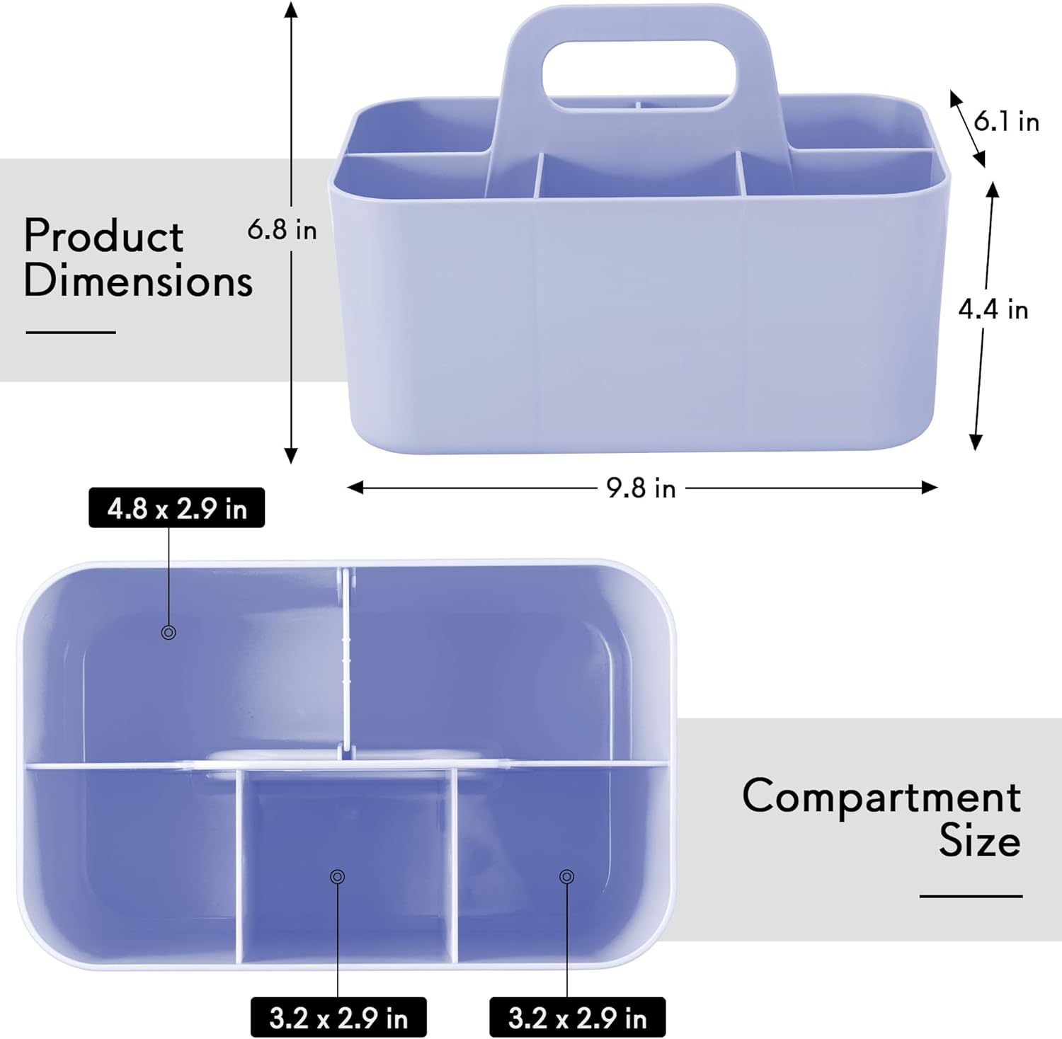 Tiawudi Multipurpose Caddy Organizer, Plastic Caddy with Handle, Stackable Desk Organizer for Stationery, Marker and Pencil, Office Supplies Organizer, Dorm Caddy