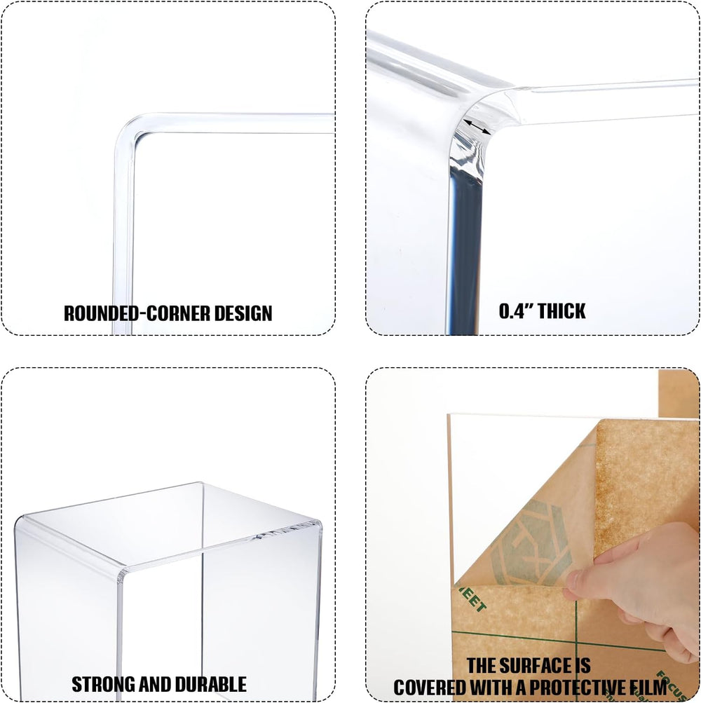 Barydat Set of 3 Nesting Tables Transparent Acrylic Side Table Modern Coffee ...