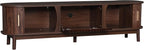 Ball & Cast 67" Modern Farmhouse TV Stand for TVs up to 75",Media Console with Drop-Down & Sliding Doors,Entertainment Center w/2 Storage Cabinets & Solid Wood Legs for Living Room,Bedroom Dark Brown