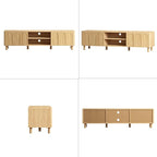 TV Stand for TVs up to 70'', Entertainment Center with Large Storage for Living Room, Media Console with Sliding Doors and Adjustable Shelves, Modern TV Cabinet for Game Consoles and Decor(Natural)