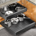 2 Pack Pull out Cabinet Organizer, Expandable(12"-20") Heavy Duty Slide out Drawer Fixed with Adhesive Nano Film for Pots, Roll out Shelf Storage for Kitchen Organization, Pantry, Bathroom(Black)