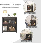 FATORRI Rustic Small 3 Shelf Bookshelf for Living Room, Industrial Low Wood Bookcase, Farmhouse Short Book Shelf for Small Space (Walnut Brown)