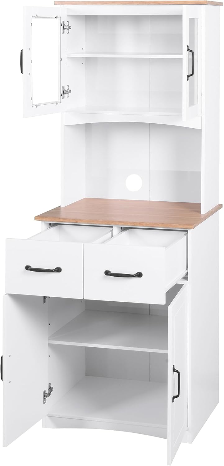 67'' H Kitchen Pantry Cabinet, Modern White Tall Storage Cabinet with...